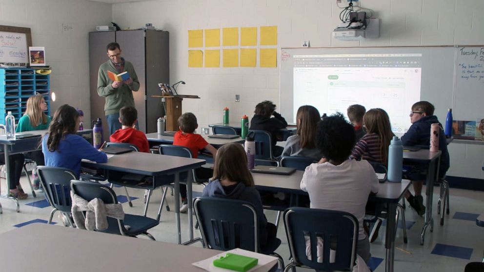 inside school classroom