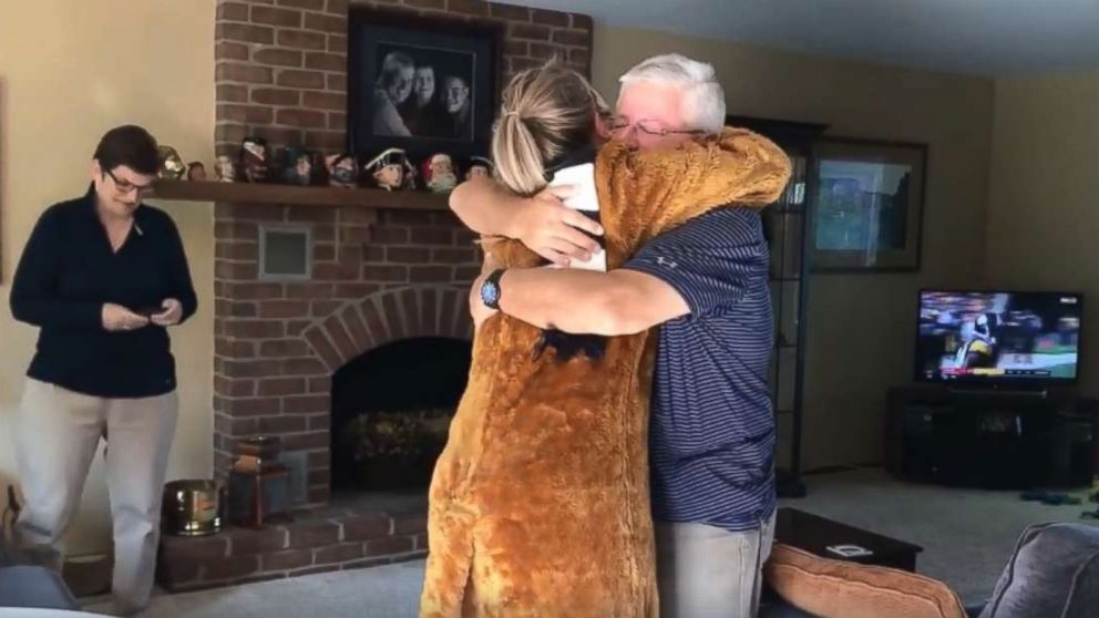 PHOTO: On October 7, George Labecki, 63, was surprised by Lindsay Arnold Wenrich, 34, who revealed that she'd be donating her kidney to him.