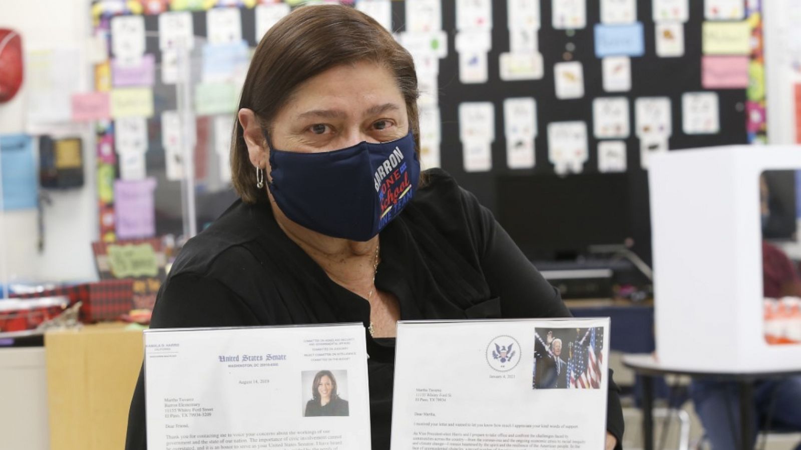 PHOTO: Kindergarten teacher Martha Tavarez of Barron Elementary School in El Paso, Texas, said she and her students were thrilled to receive letters from President Joe Biden and Vice President Kamala Harris.