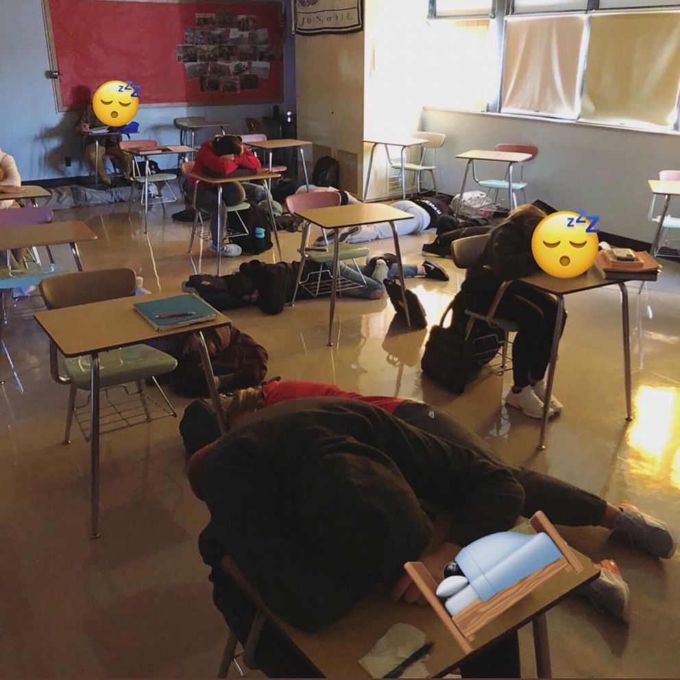 PHOTO: Students enrolled in Mr. Isaac Harms' psychology course at Murray County Central High School in Minnesota, can sneak in a snooze as part of a unique sleep study lesson the teacher is known for on campus.