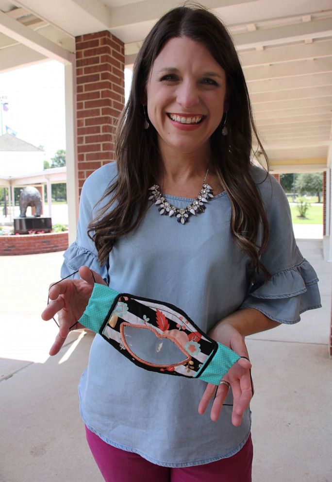 PHOTO: Leslie Bailey, an instructional coach at Legacy Elementary School in Bossier City, Louisiana, created masks with clear, vinyl windows for children with hearing loss.