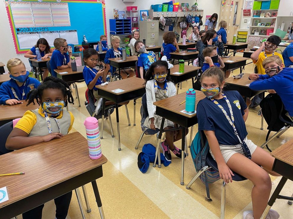 PHOTO: Leslie Bailey, an instructional coach at Legacy Elementary School in Bossier City, Louisiana, created masks with clear, vinyl windows for children with hearing loss.