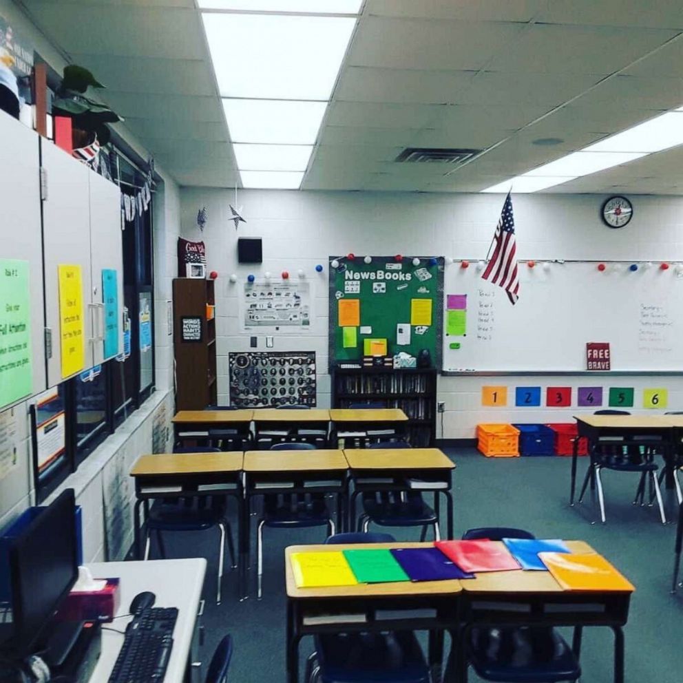 PHOTO: Terry Kinder, a 7th grade civics teacher at Bellview Middle School in Florida, shared footage on Facebook in hopes her district would make changes amid COVID-19. Seen in this undated photo is Kinder's classroom.