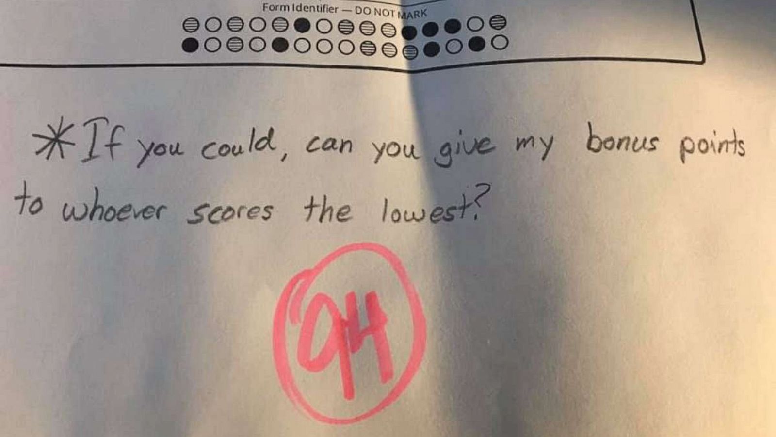 PHOTO: Winston Lee, a history teacher at Letcher County Central High School in Whitesburg, Kentucky, shared a snapshot on Feb. 21 of one of his 11th grader's exam on WWII.