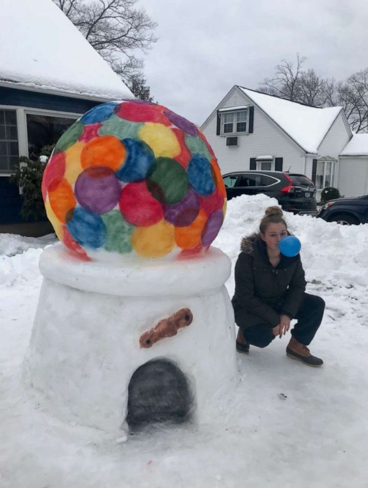 With no more snow days, art teacher inspires students with outdoor snow  sculptures - Good Morning America