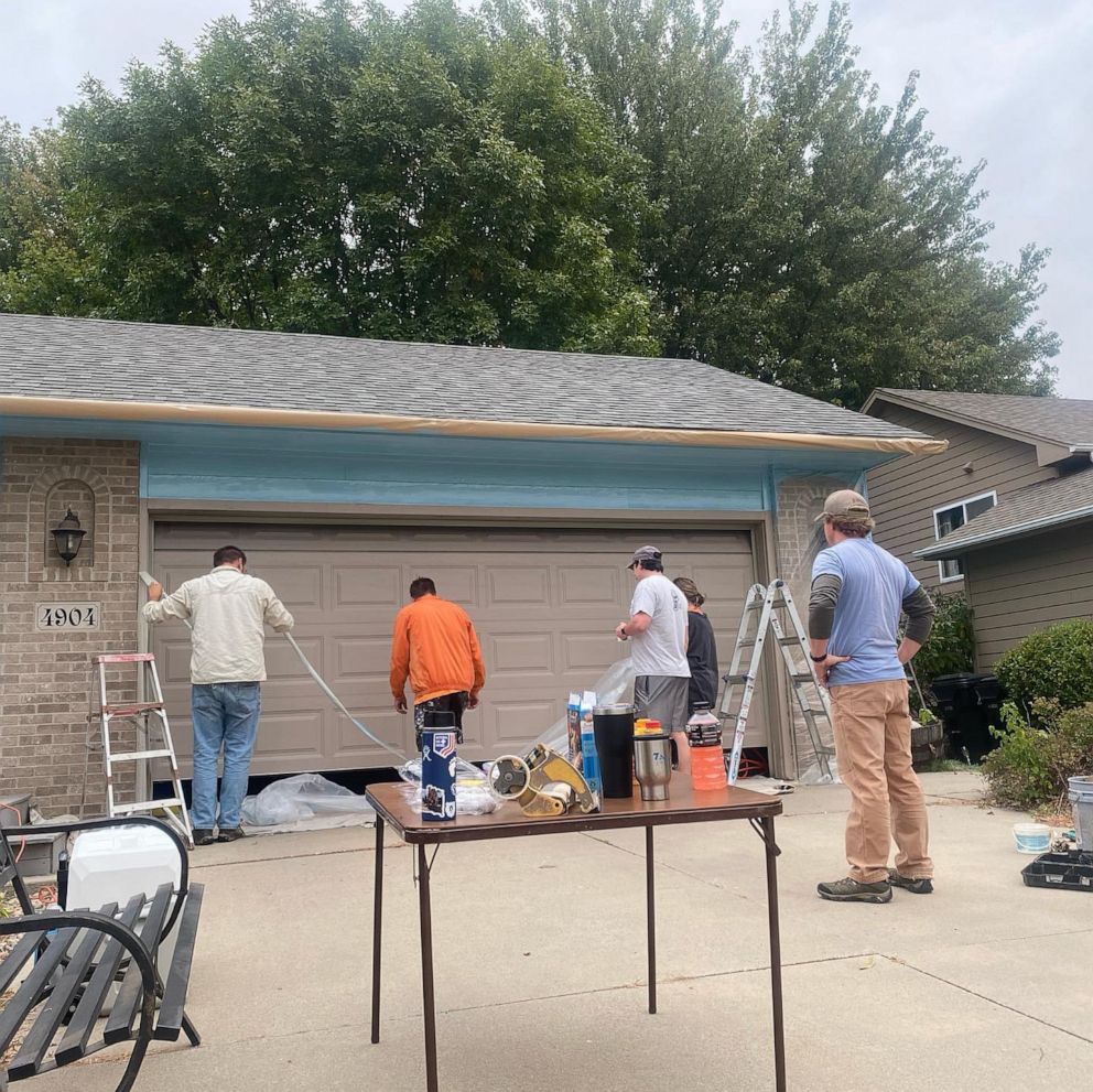 PHOTO: Tim Gjoraas, a South Dakota teacher who has been fighting cancer, received help from friends and fellow teachers to repaint his house before he exits this world.