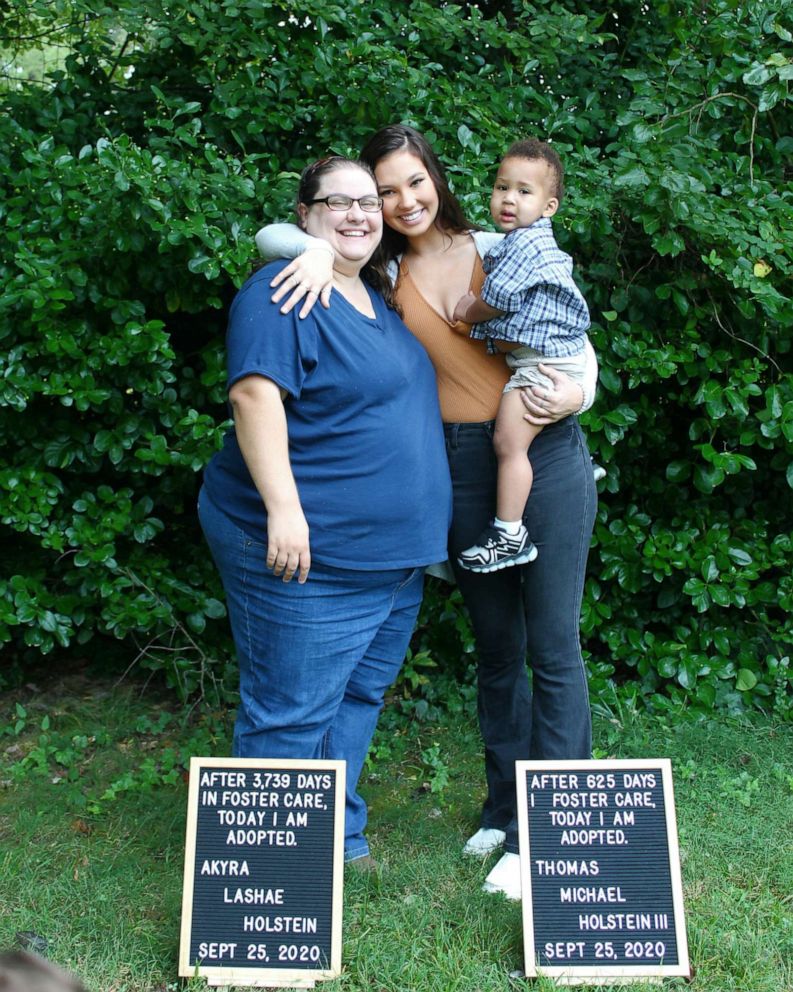 PHOTO: Akyra Holstein was adopted in Kentucky on Sept. 25 by Katie Holstein. Akyra had gone through 24 different placements over 3,739 days. Thomas Holstein, 1, was also adopted the same day via Zoom.