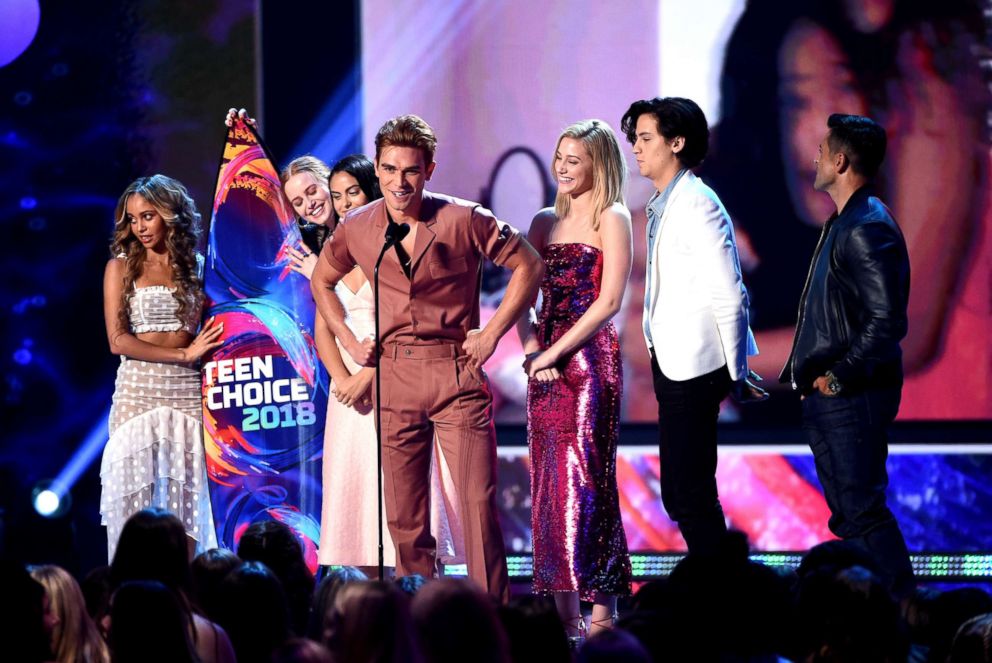 PHOTO: The cast of "Riverdale" accept the Choice Drama TV Show onstage during FOX's Teen Choice Awards at The Forum, Aug. 12, 2018 in Inglewood, Calif. 