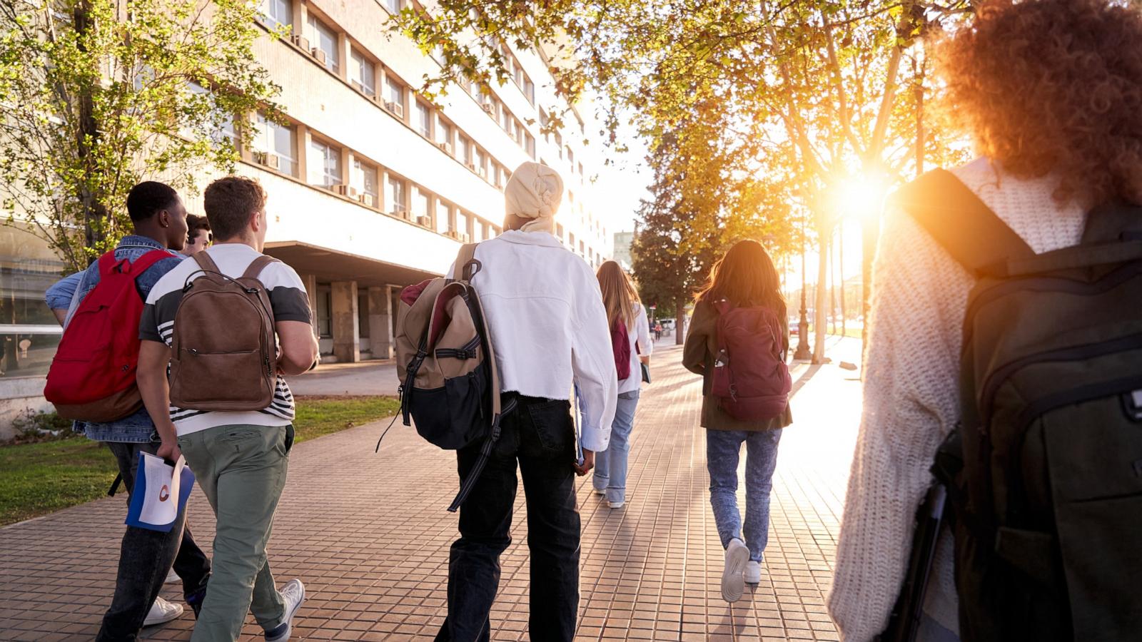 PHOTO: A group of students in an undated stock photo going to class.