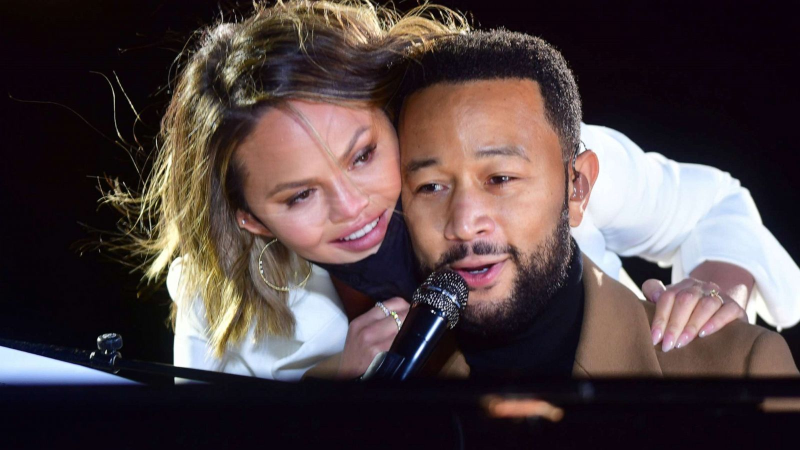 PHOTO: Chrissy Teigen joins her husband John Legend during a performance on Nov. 2, 2020, in Philadelphia.
