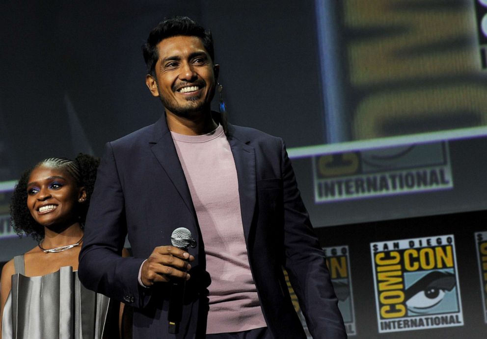PHOTO: Tenoch Huerta speaks onstage at the Marvel Cinematic Universe Mega-Panel during Comic Con on July 23, 2022, in San Diego, Calif.