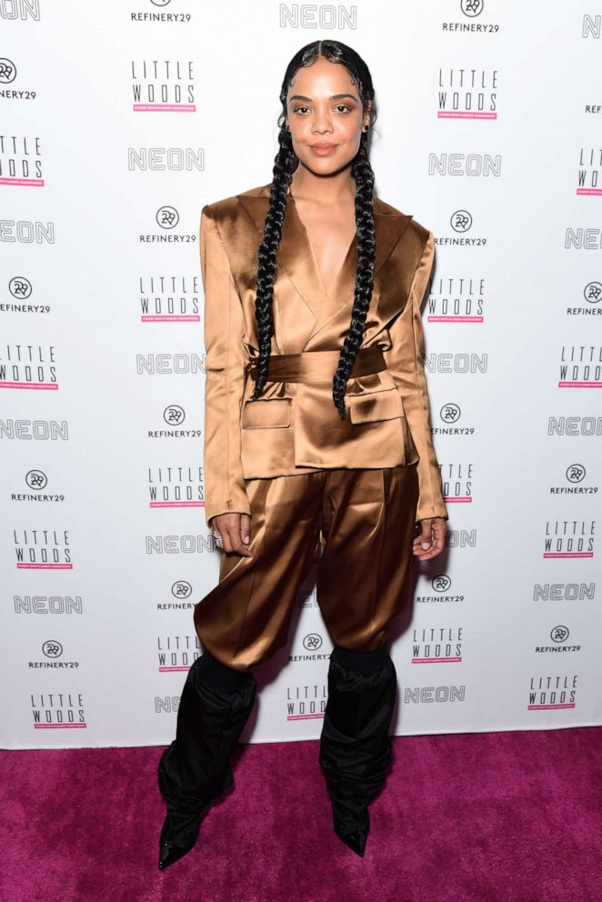 PHOTO: Tessa Thompson attends Premiere Of Refinery 29's "Little Woods" at NeueHouse Hollywood, April 1, 2019, in Los Angeles.