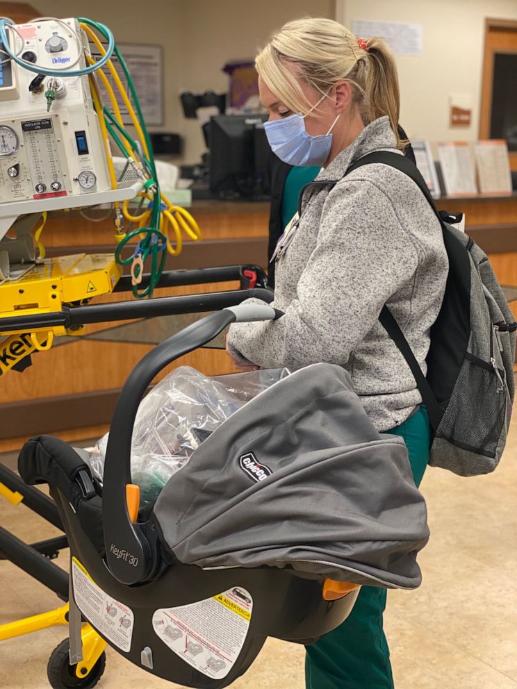 PHOTO: NICU nurses from CHRISTUS Southeast Texas Health System in Beaumont, Texas, rescued babies from the NICU at a Hurricane Laura-damaged hospital in Lake Charles, Louisiana.