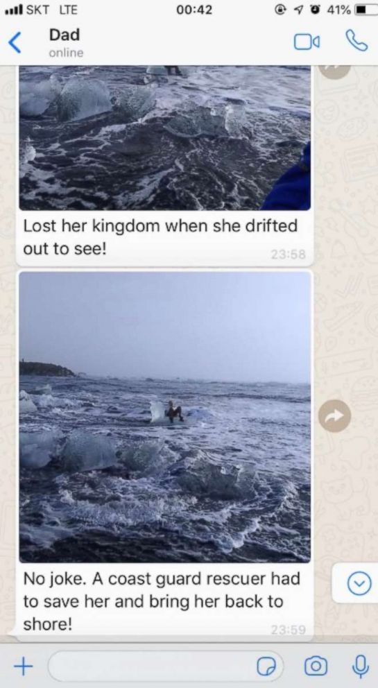 PHOTO: Rod Streng's text exchange with his daughter about what happened on their Icelandic adventure.