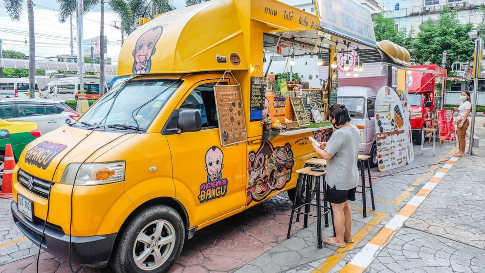 PHOTO: In this July 2020, file photo, a truck selling food and drinks is shown in Bangkok.