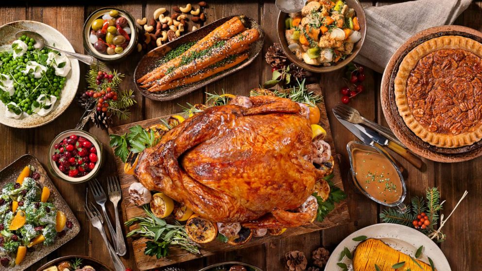 PHOTO: Thanksgiving dinner set on a table in a stock photo. 