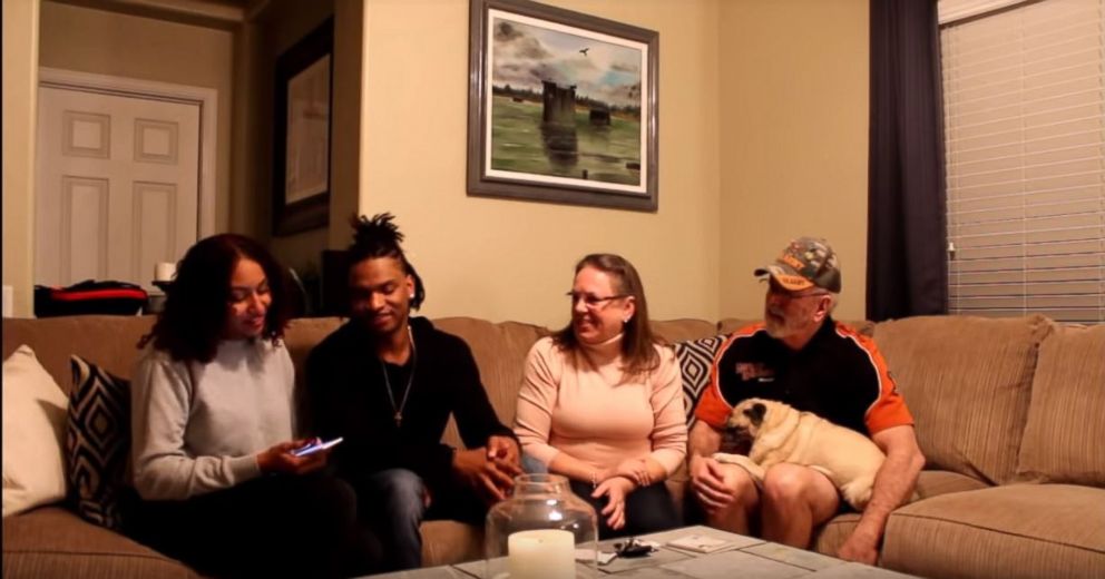 PHOTO: Jamal Hinton and his girlfriend enjoyed a Thanksgiving meal with Wanda Dench for the third year in a row after an accidental text exchange brought them together three years ago. 