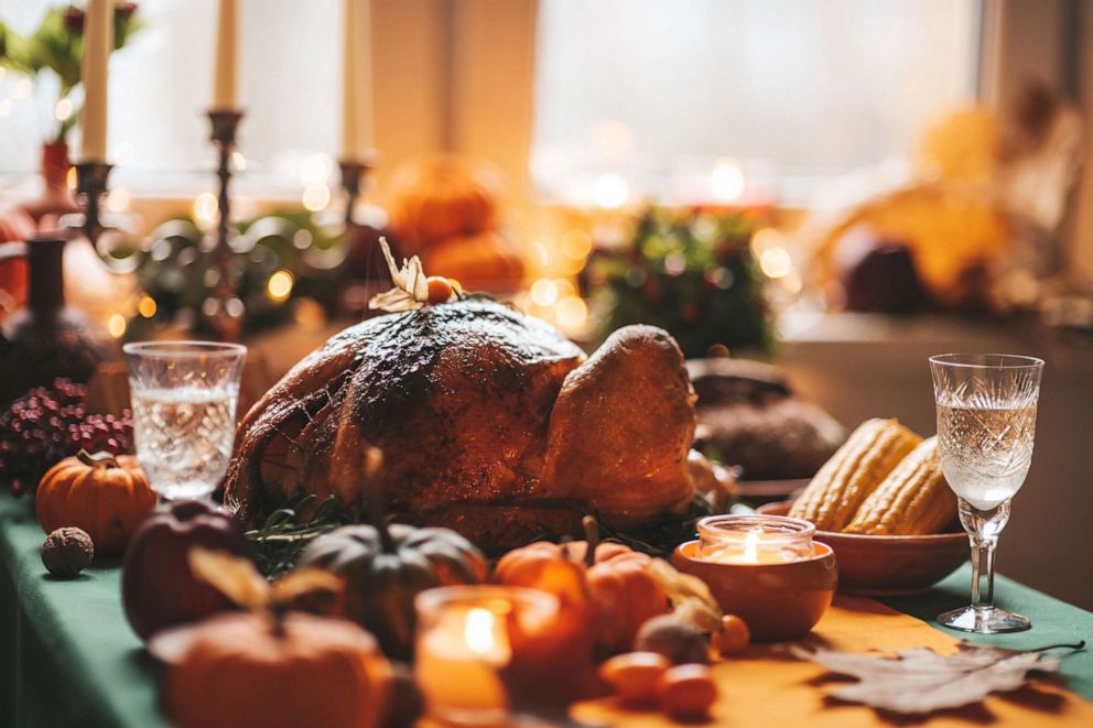 PHOTO: Thanksgiving dinner set on a table in a stock photo. 