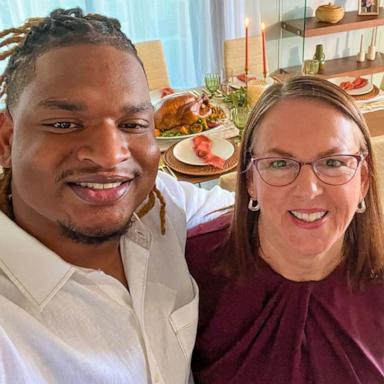 PHOTO: Wanda Dench and Jamal Hinton in a photo posted to Instagram, Nov. 1, 2023, to celebrate the two having their 8th Thanksgiving together.