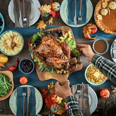 PHOTO: Stock photo of a Thanksgiving table seen from above. 