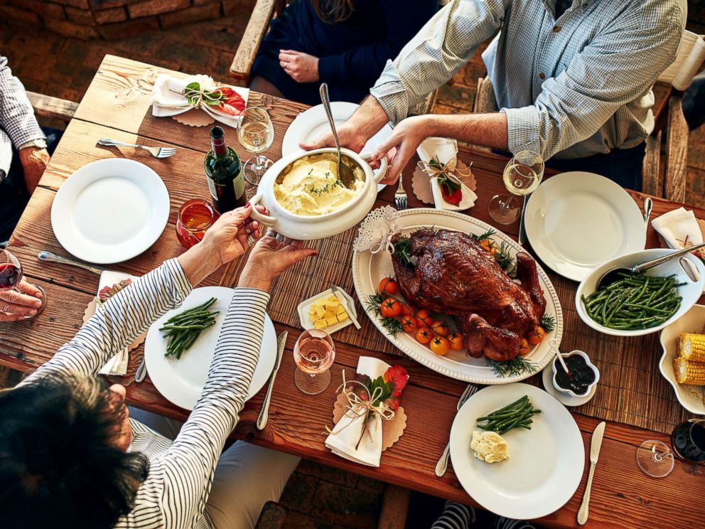 PHOTO: This stock photo depicts a family enjoying a Thanksgiving meal.