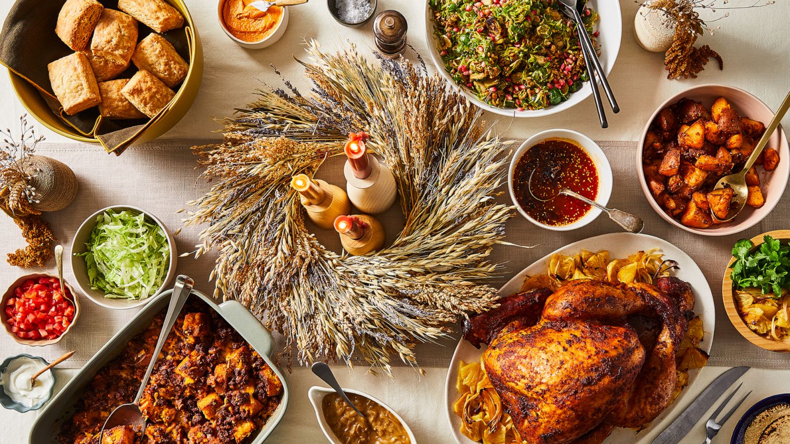 PHOTO: A Thanksgiving table full of recipes from the Food52 resident chefs.