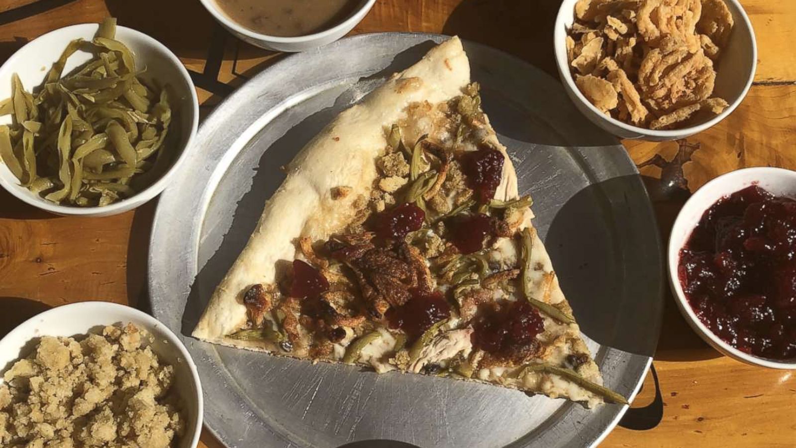 PHOTO: The Pizza Joint in El, Paso, Texas, created this Thanksgiving pizza featuring turkey, cranberry sauce, gravy and more.