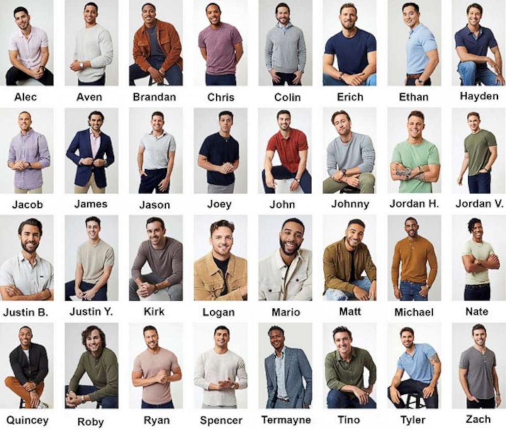PHOTO: The 32 men that will be on "The Bachelorette" with Rachel Recchia and Gabby Windey. 