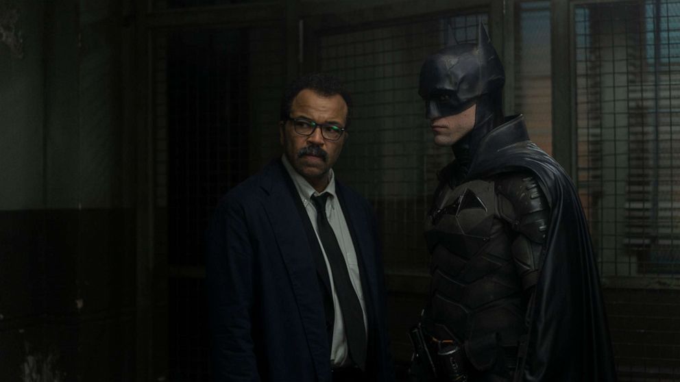 Jeffrey Wright, left, and Robert Pattinson in a scene from "The Batman."