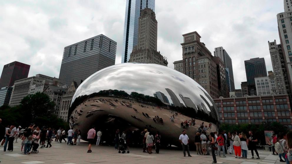 PHOTO: The Bean (Cloud Gate) sculpture in Millennium Park, Aug. 7, 2023, in Chicago.