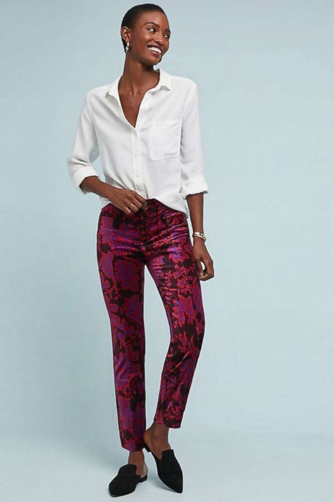 PHOTO: Essentials by Anthropologie, Velvet Slim Trousers, $128