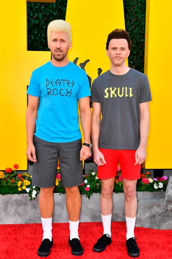 PHOTO: Ryan Gosling and Mikey Day, dressed as Beavis and Butthead, attend the Los Angeles premiere of Universal Pictures "The Fall Guy" at Dolby Theatre, April 30, 2024, in Hollywood, Calif.