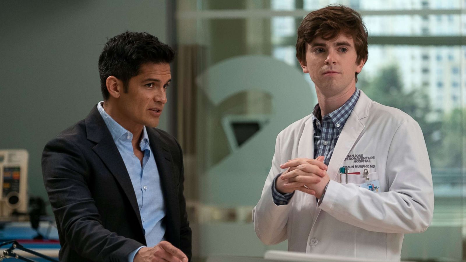 PHOTO: Nicholas Gonzalez and Freddie Highmore in a scene from "The Good Doctor."