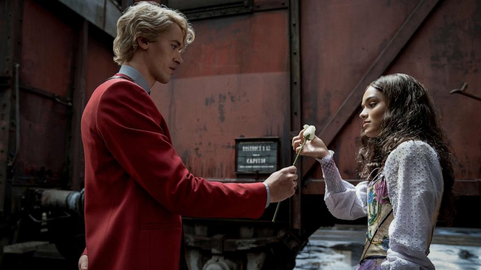 PHOTO: Tom Blyth as Coriolanus Snow and Rachel Zegler as Lucy Gray Baird in "The Hunger Games: The Ballad of Songbirds and Snakes."