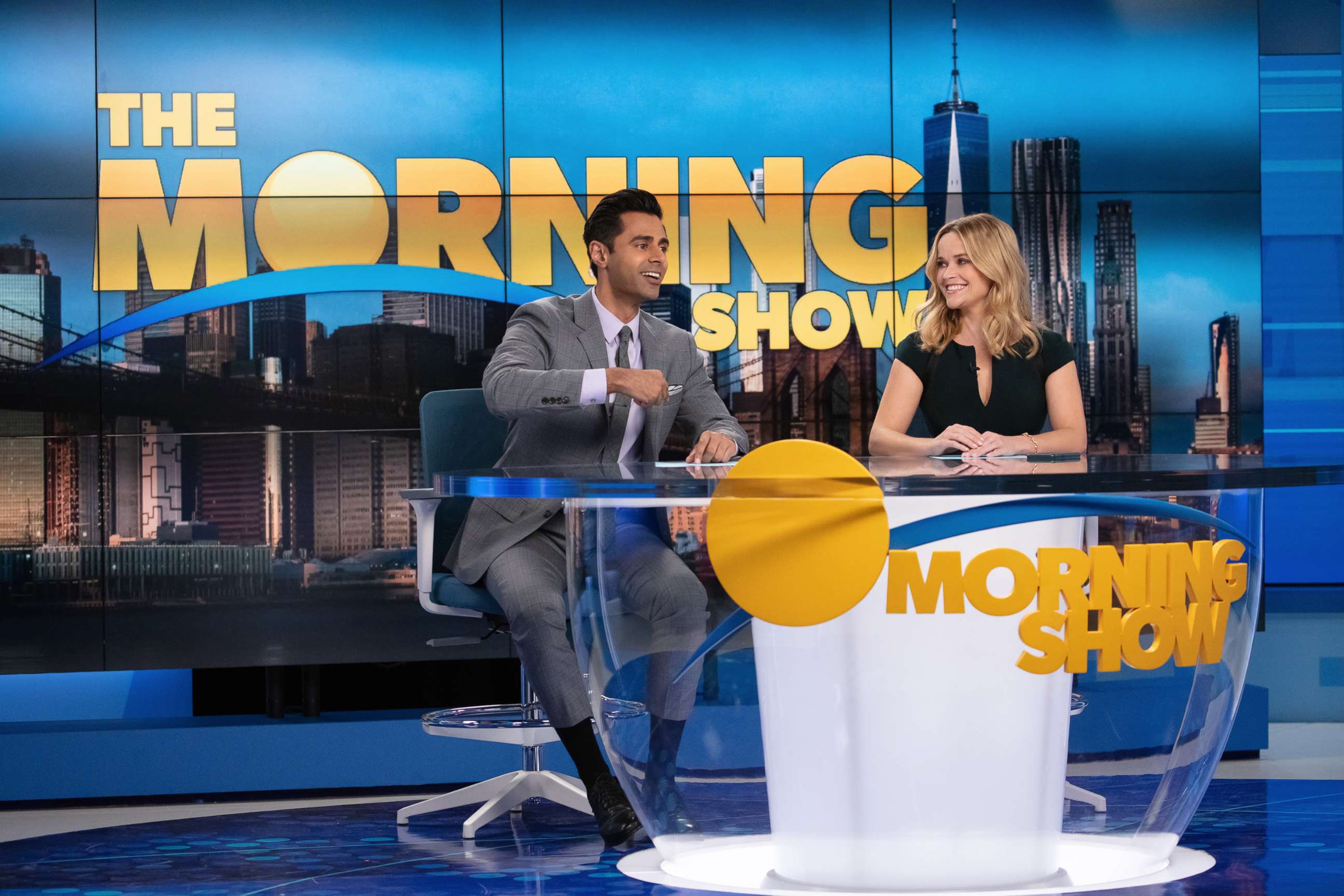 PHOTO: Hasan Minhaj and Reese Witherspoon star in the second season of, "The Morning Show," on Apple TV+.
