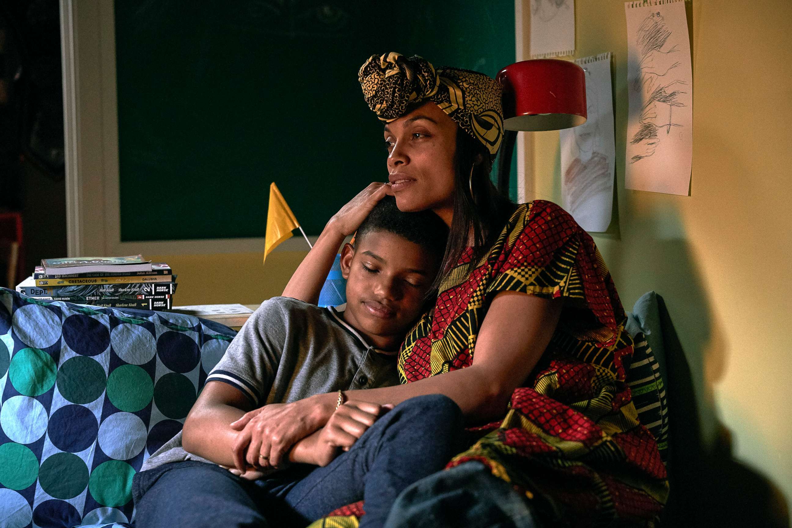 PHOTO: Lonnie Chavis, left, as Gunner Boone, and Rosario Dawson, as Mary Boone, in a scene from "The Water Man."