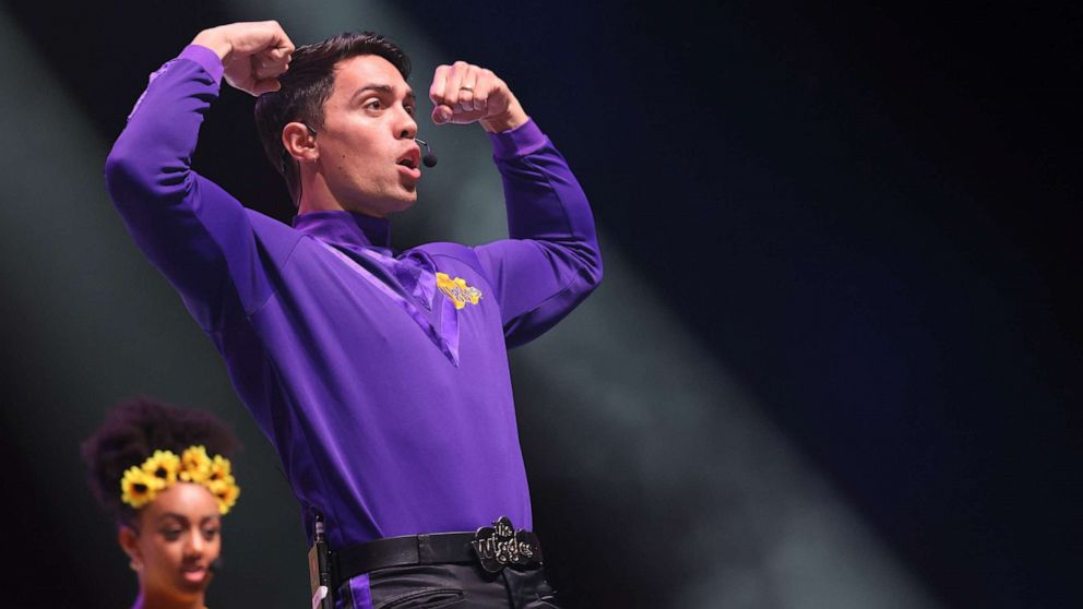 PHOTO: In this Aug. 21, 2022, file photo, John Pearce of The Wiggles performs on stage during the Big Show Tour! at Spark Arena in Auckland, New Zealand.