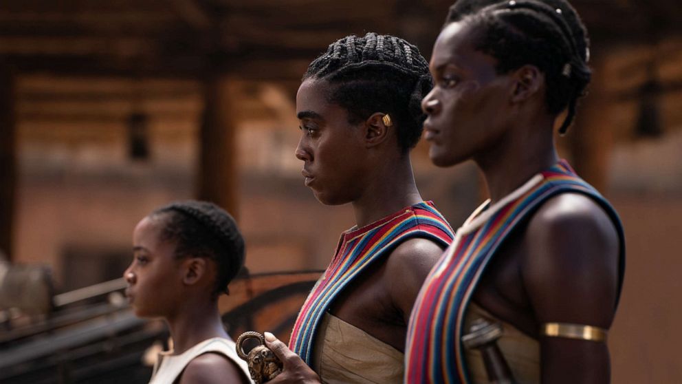 PHOTO: Thuso Mbedu, Lashana Lynch, and Sheila Atim appear in "The Woman King".