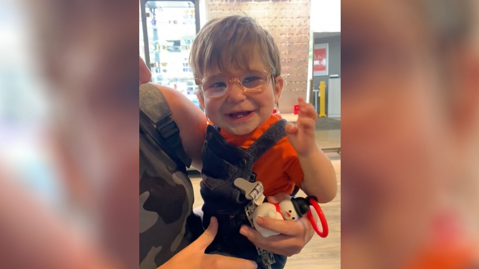 PHOTO: Theo, an 11-month-old from Buffalo, New York, smiles as he tries on glasses for the first time.