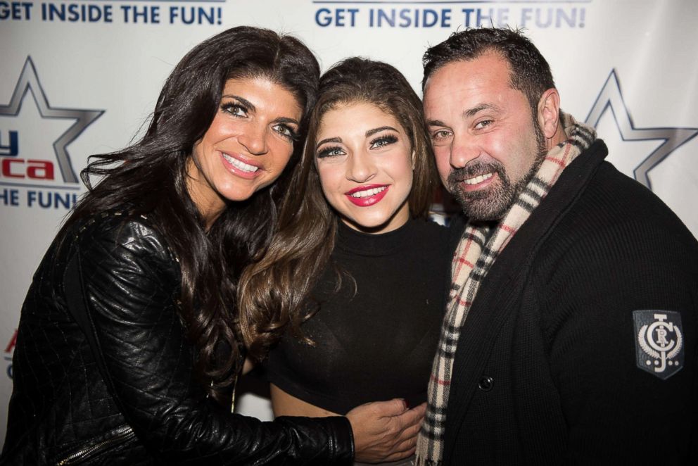 PHOTO: Teresa Giudice, Gia Giudice and Joe Giudice pose  at iPlay America on Dec. 26, 2014 in Freehold, New Jersey.