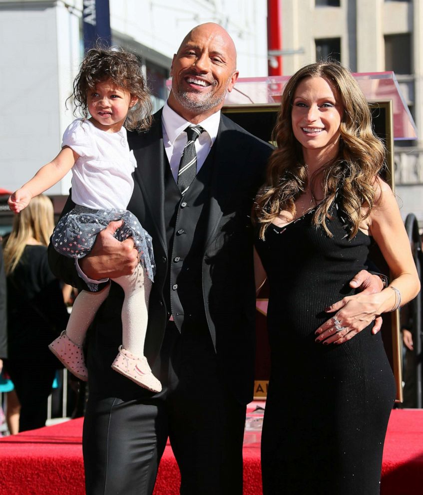 PHOTO: Dwayne Johnson, Lauren Hashian and daughter Jasmine Johnson attend a ceremony honoring him with a star on The Hollywood Walk of Fame on Dec. 13, 2017 in Los Angeles.