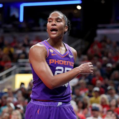 PHOTO: Alyssa Thomas #25 of the Phoenix Mercury celebrates after a made basket against Indiana Fever at Gainbridge Fieldhouse on June 24, 2026 in Indianapolis, Indiana.