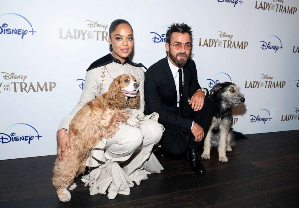 Tessa Thompson, Justin Theroux Premiere 'Lady and the Tramp' Remake