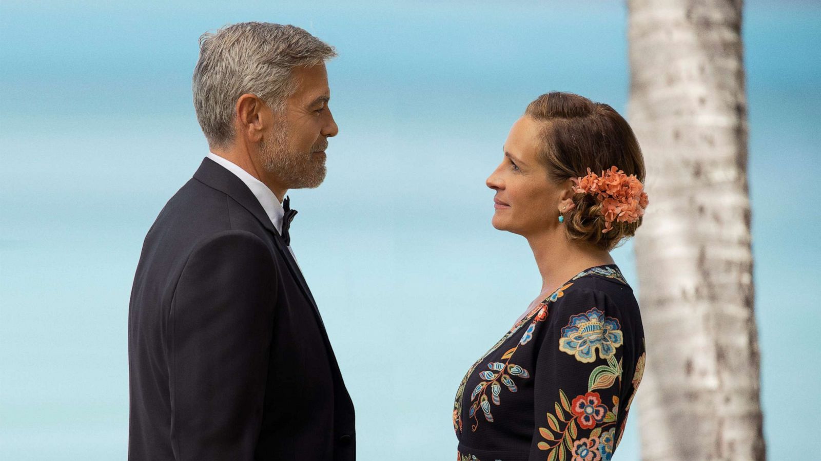 PHOTO: George Clooney and Julia Roberts as David and Georgia in a scene from the 2022 movie, "Ticket To Paradise."