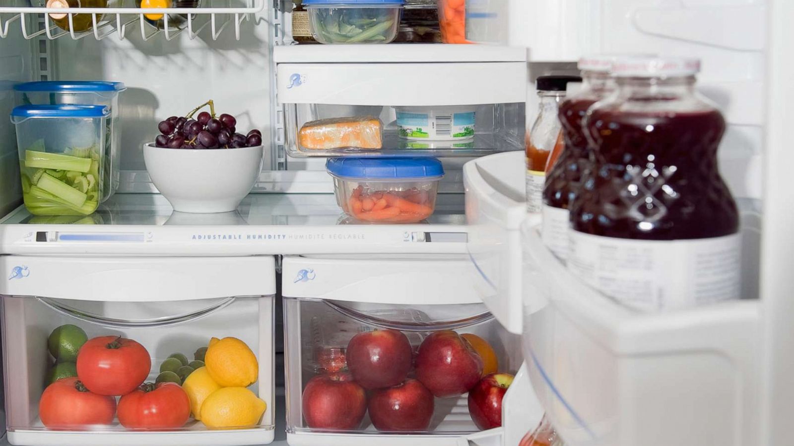 PHOTO: A tidy and organized refrigerator.