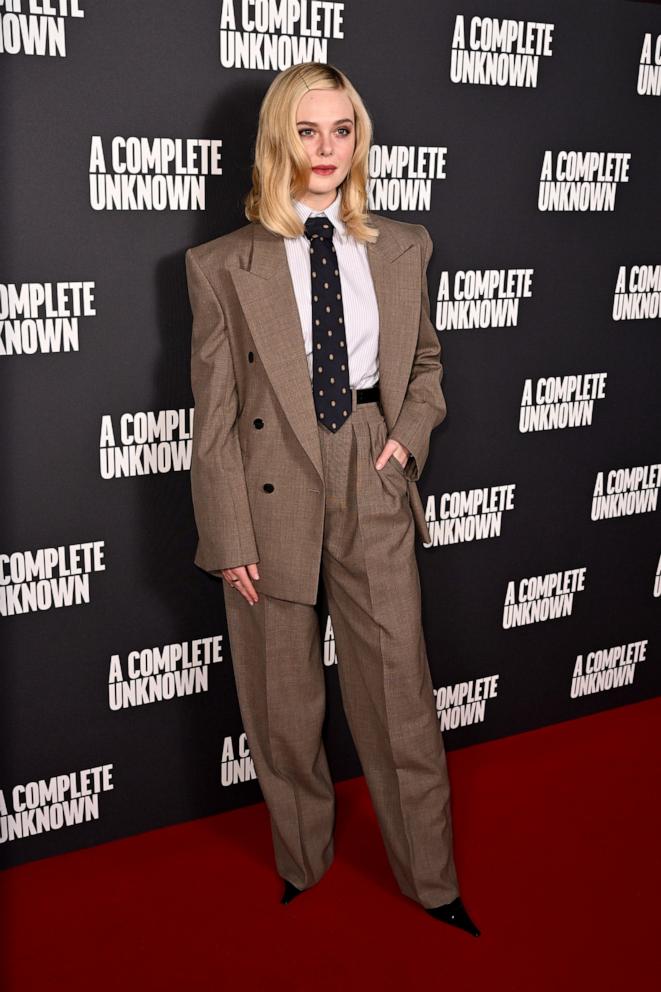 PHOTO: Elle Fanning attends the photocall for "A Complete Unknown" at The Curzon Mayfair, Dec. 16, 2024, in London.