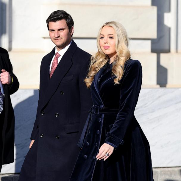 Tiffany Trump and husband Michael Boulos depart following the inauguration of U.S. President Donald Trump at the U.S. Capitol on January 20, 2025 in Washington, DC.