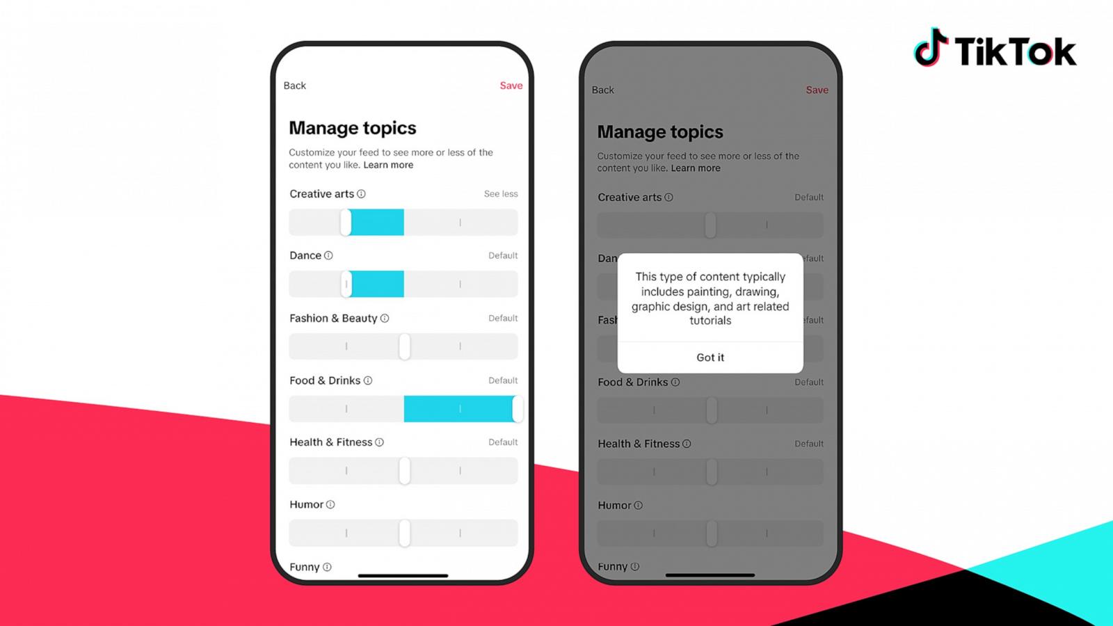 PHOTO: TikTok is rolling out new self-care features designed to give users more control over the content they see in their feed.