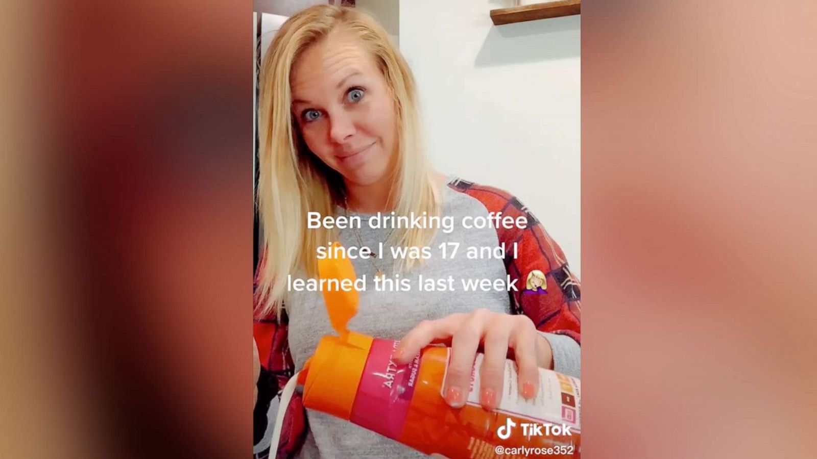 PHOTO: User carlyrose352 shows a coffee creamer hack in an tik tok video.