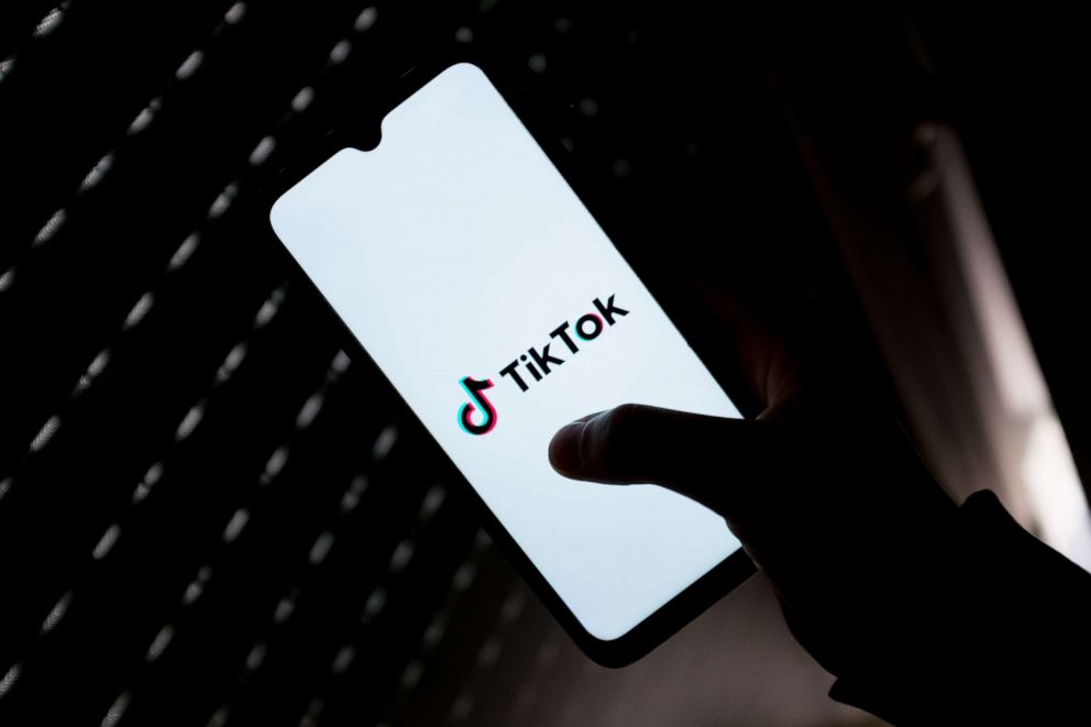 PHOTO: TikTok logo displayed on a smartphone screen.
